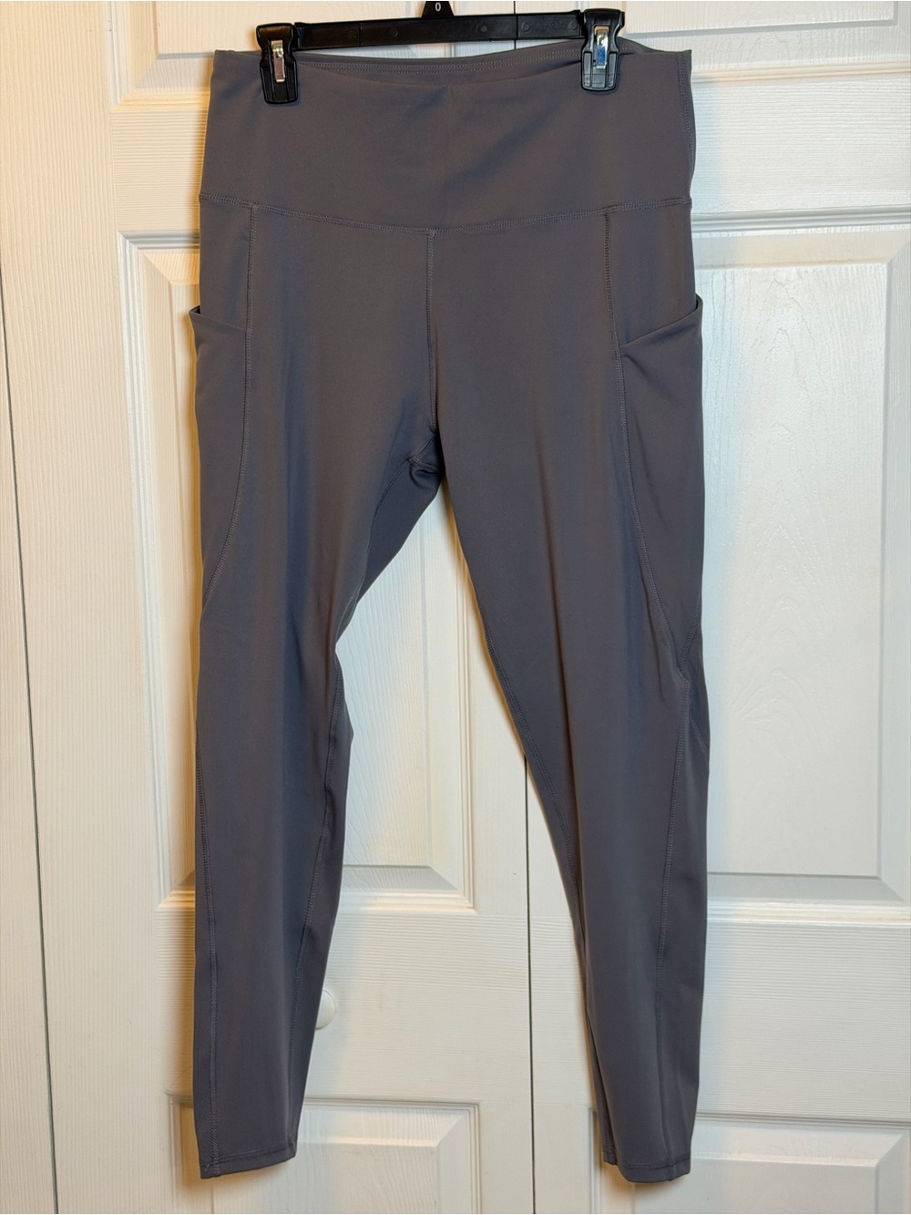 Women’s Gray High Waisted Pocket Leggings 2XL Athletic Yoga Pants